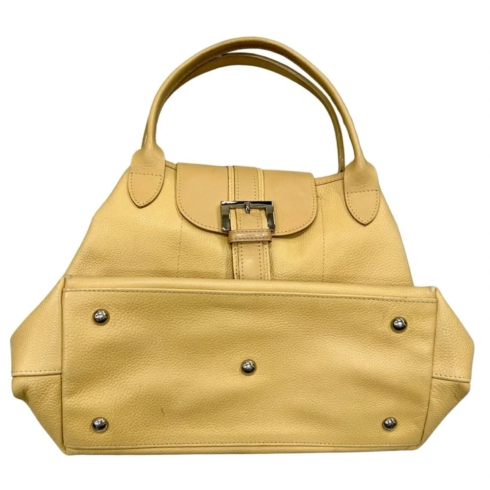 Longchamp Leather Satchel Handbag Beige Tan